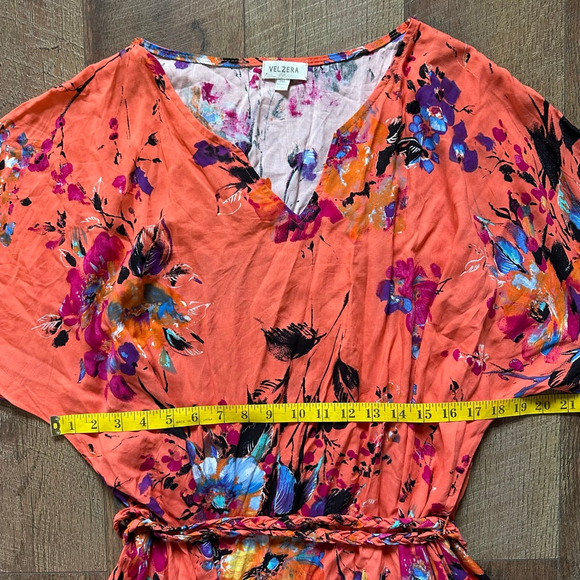 Women's VELZERA Orange Multicolor Floral Mini Dress 3X - Picture 7 of 10